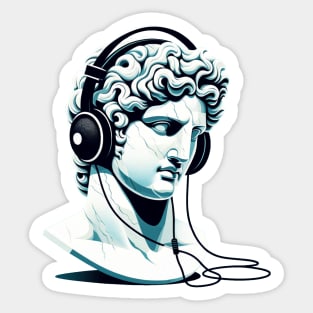 Greek/Roman Marble Statue Bust Wearing Headphones Sticker